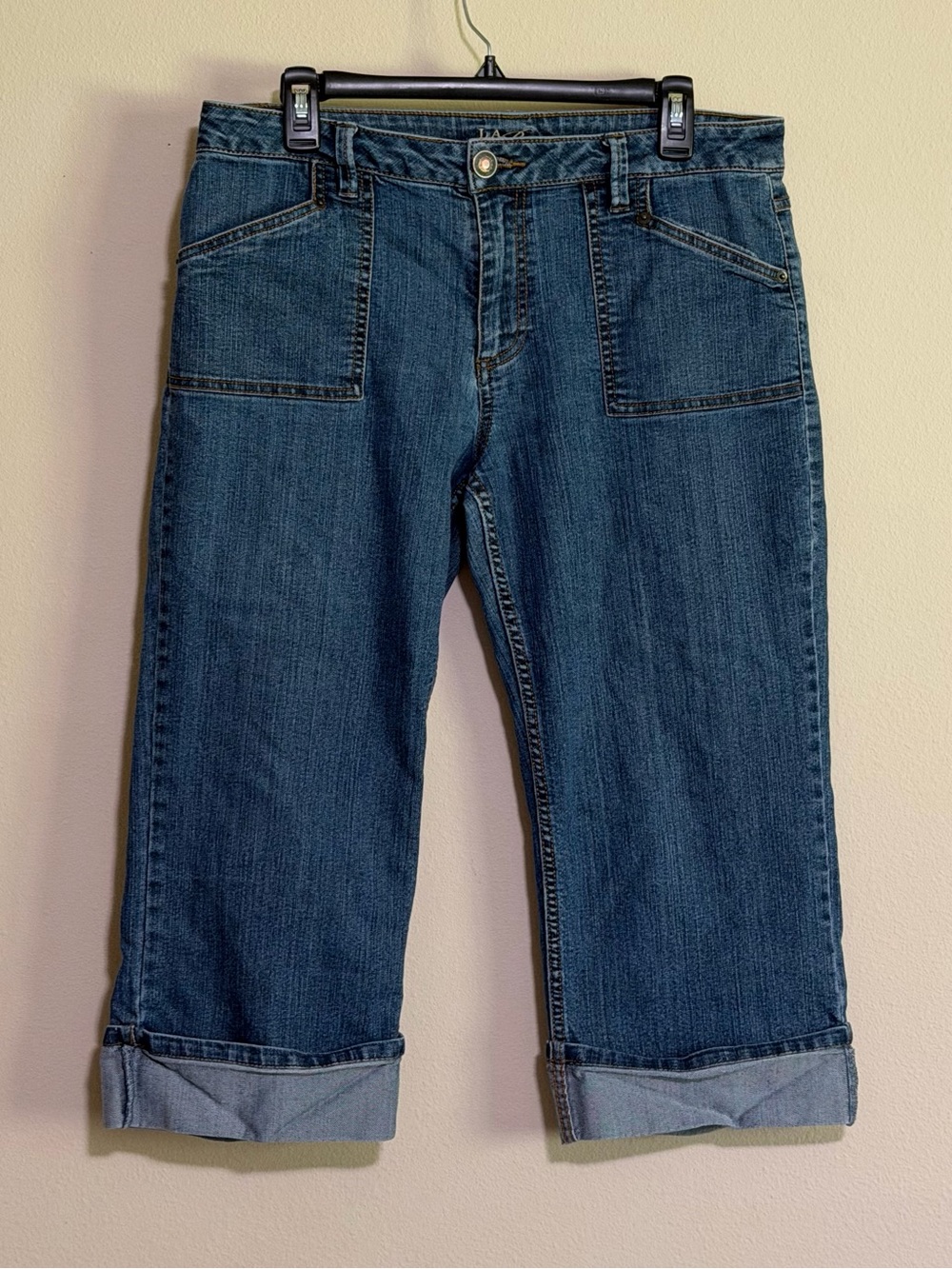 L.A. Blues Women's Dark Blue Cropped Denim Jeans with Cuffed Hem